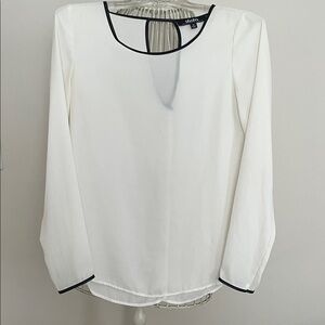 Lulu's Cream Blouse with Black Trim